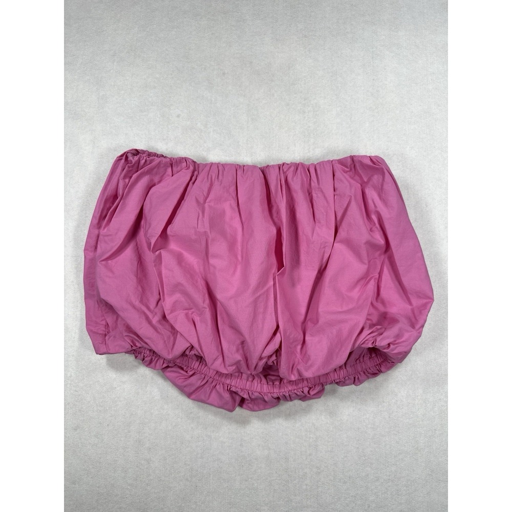 Maeve by Anthropologie Strapless Cotton Poplin Bubble Top Pink Rose Size Large - Picture 3 of 9